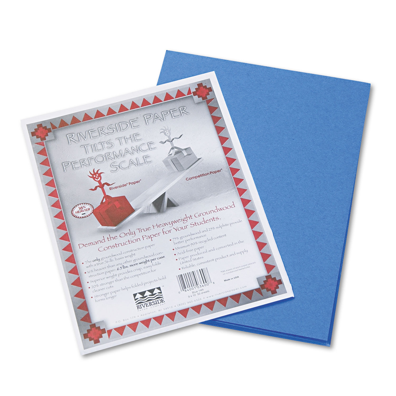 Construction Paper - 9 x 12 Pack of 50 Sheets - Red - Blu