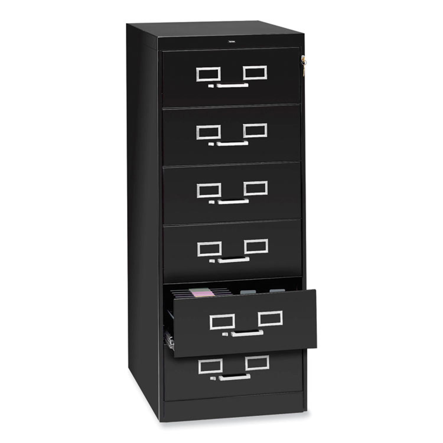 Six Drawer Multimediacard File Cabinet By Tennsco Tnncf669bk 