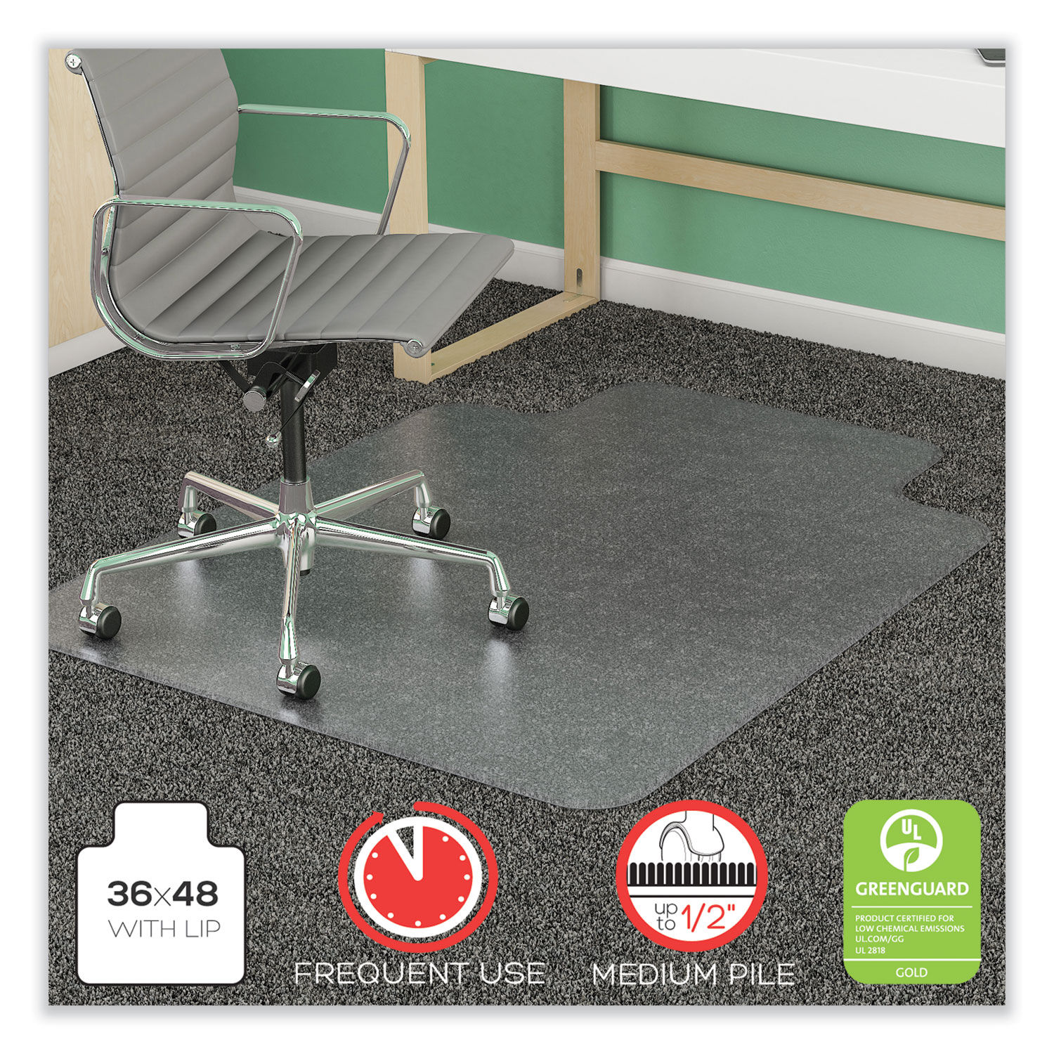 Deflecto Chair Mat For Medium Pile Carpet Rectangular 36 W x 48 D Black -  Office Depot