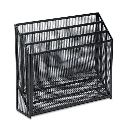 Metal Mesh Deep Desk Drawer Organizer, Six Compartments, 15.25 x 11.88 x  2.5, Black