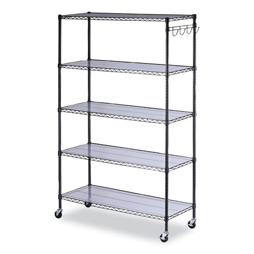 5-Shelf Wire Shelving Kit with Casters and Shelf Liners, 36w x 18d