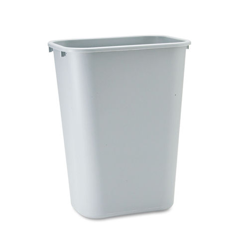 Rubbermaid Deskside Plastic Wastebasket, Rectangular, 7 gal, Gray