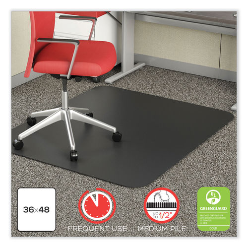 Deflecto Chair Mat For Medium Pile Carpet Rectangular 36 W x 48 D Black -  Office Depot