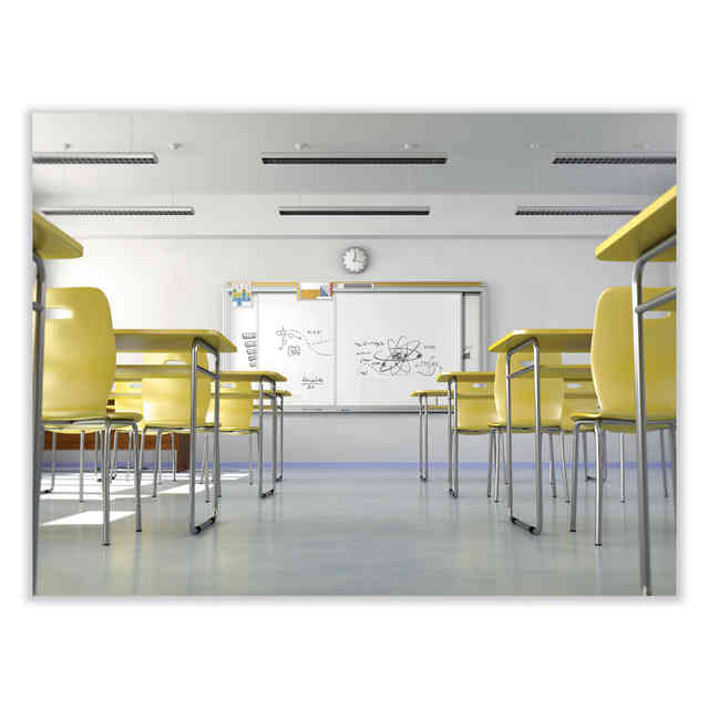 Horizontal Sliding Porcelain Magnetic Whiteboard, 120 x 48, White Surface, Satin Aluminum Frame, Ships in 7-10 Business Days Horizontal Sliding Porcelain Magnetic Whiteboard, 120 x 48, White Surface, Satin Aluminum Frame, Ships in 7-10 Business Days