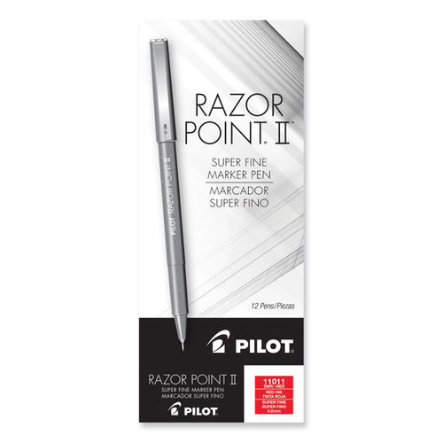 Pilot Razor Point Marker Pen, Extra Fine, Black Ink, Dozen