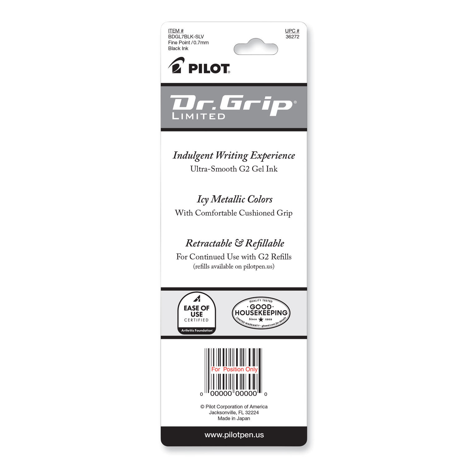 Pilot Dr. Grip LTD Gel Rollerball Pen Fine Point 0.7 mm Platinum Barrel  Black Ink - Office Depot