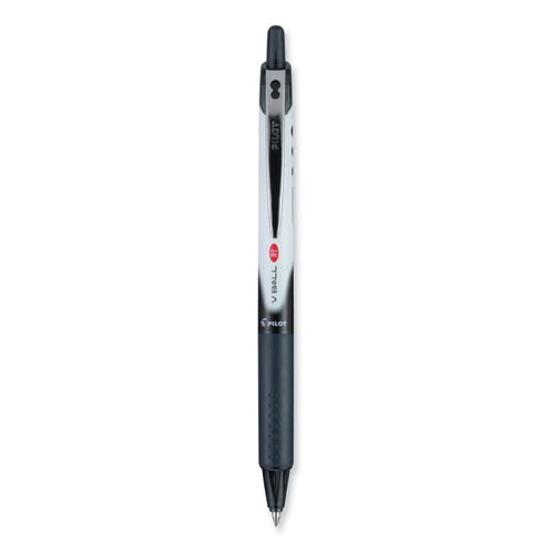 Pilot VBall RT Liquid Ink Retractable Roller Ball Pen, 0.5mm, Black Ink,  Black/White Barrel, PIL26106