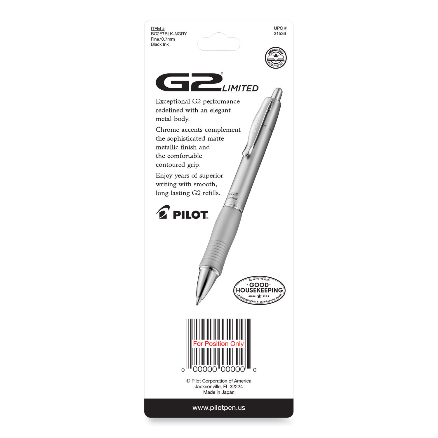 Pilot G2 Limited Gel Pen Fine Point 0.7 mm Matte Black Barrels Black Ink -  Office Depot