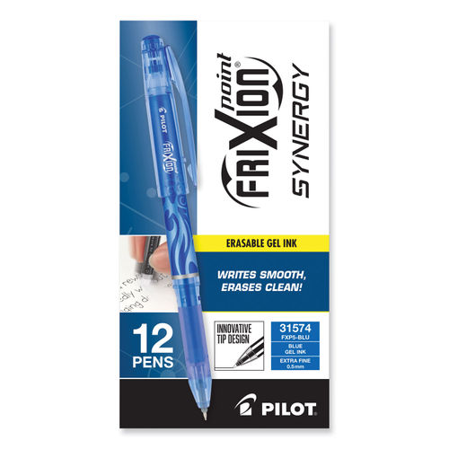  Pilot, FriXion Clicker Erasable Gel Pens, Fine Point 0.7 mm,  Pack of 12, Blue : Office Products