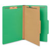 UNV10212 - Bright Colored Pressboard Classification Folders, 2" Expansion, 1 Divider, 4 Fasteners, Legal Size, Emerald Green, 10/Box