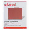 UNV10250 - Four-Section Pressboard Classification Folders, 2" Expansion, 1 Divider, 4 Fasteners, Letter Size, Red Exterior, 10/Box