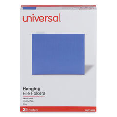 UNV14116 - Deluxe Bright Color Hanging File Folders, Letter Size, 1/5-Cut Tabs, Blue, 25/Box