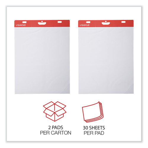 Universal 35603 Self Stick Easel Pads, Unruled, 25 x 30, White, 2 30 Sheet Pads/Carton