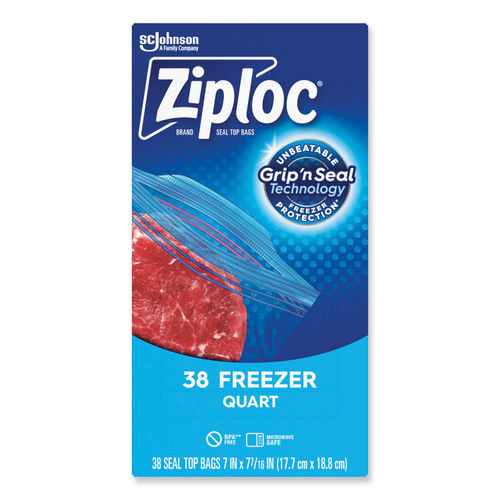 Ziploc Freezer Bags, Double Zipper, Heavy Duty, Quart, 20 bags