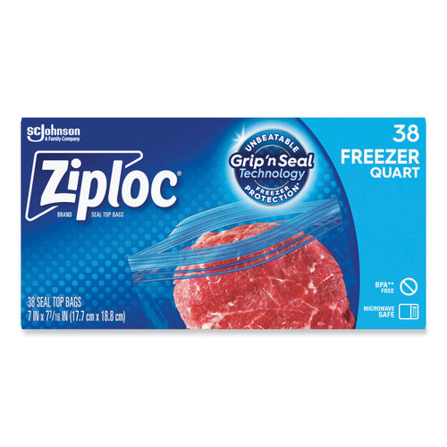 Ziploc Freezer Bags, Double Zipper, Heavy Duty, Quart, 20 bags