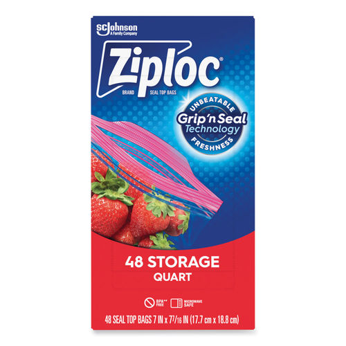 Ziploc Double Zipper Storage Bags, 9 3/5 x 8 1/2, 1 qt, 1.75mil, 9//carton (sjn665015), Size: One Size