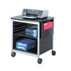 SAF1856BL - Scoot Deskside Printer Stand, File Pocket, Metal, 3 Shelves, 1 Bin, 200 lb Capacity, 26.5 x 20.5 x 26.5, Black/Silver