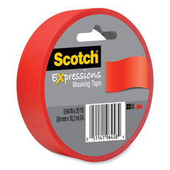 Scotch Expressions Masking Tape, 3 Core, 0.94 x 20 yds, Red, Green, Yellow, 3 Rolls/Pack