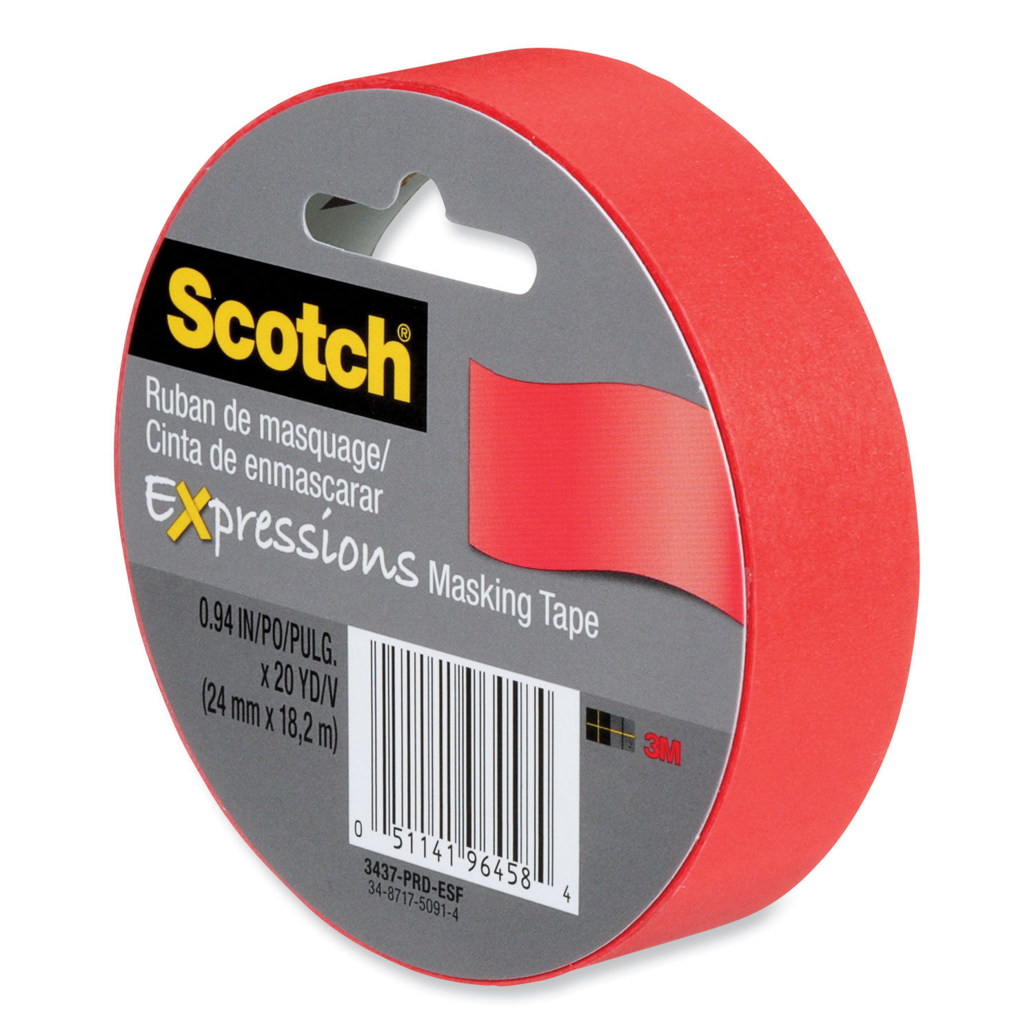 Scotch Expressions Masking Tape, .94 x 20yds, Primary Red