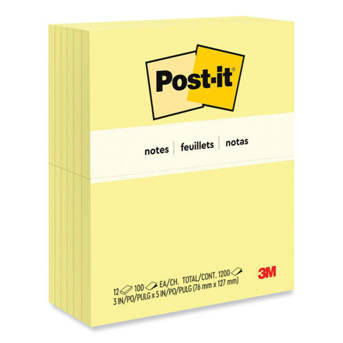 Original Pads in Canary Yellow, 3 x 3, 100 Sheets/Pad, 12 Pads/Pack -  Reliable Paper