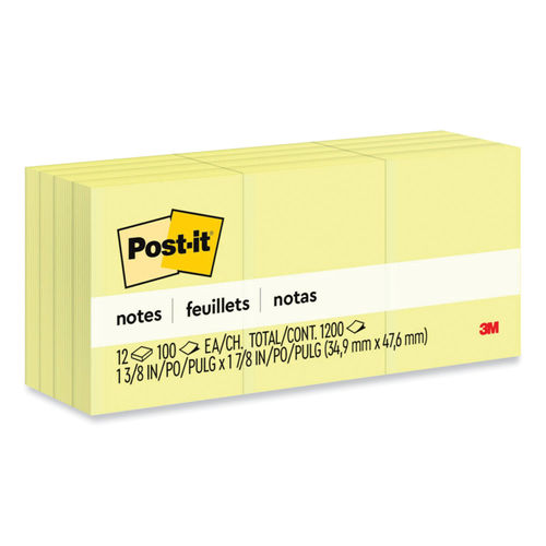 Original Pads in Canary Yellow, 3 x 3, 100 Sheets/Pad, 12 Pads/Pack -  Reliable Paper