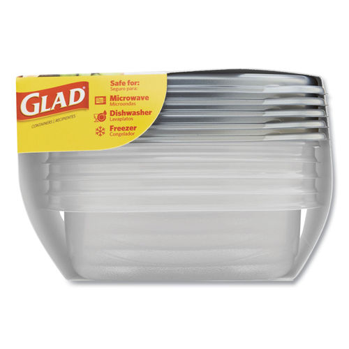 Glad Home Collection Containers & Lids, Entree, Medium, Square, 25 Ounce - 5 containers