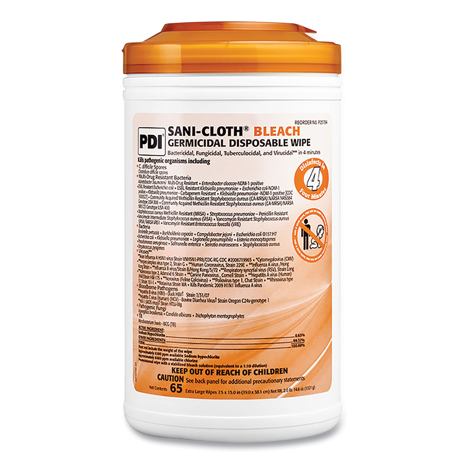 SaniCloth Bleach Germicidal Disposable Wipes by Sani Professional