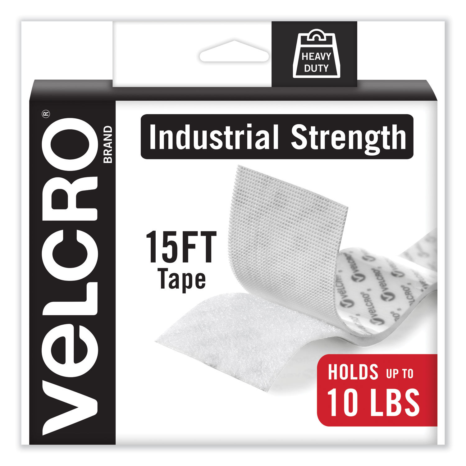 Velcro Industrial Adhesive Tape, 10' x 2'', Black, Holds 10 lbs (4.5Kg)