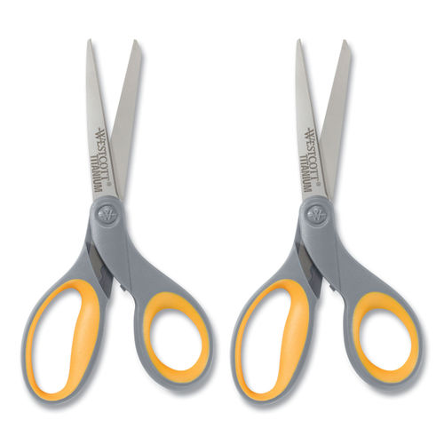 Acme Titanium Bonded 5/7 Straight Scissors, Gray/Yellow - 2 pack