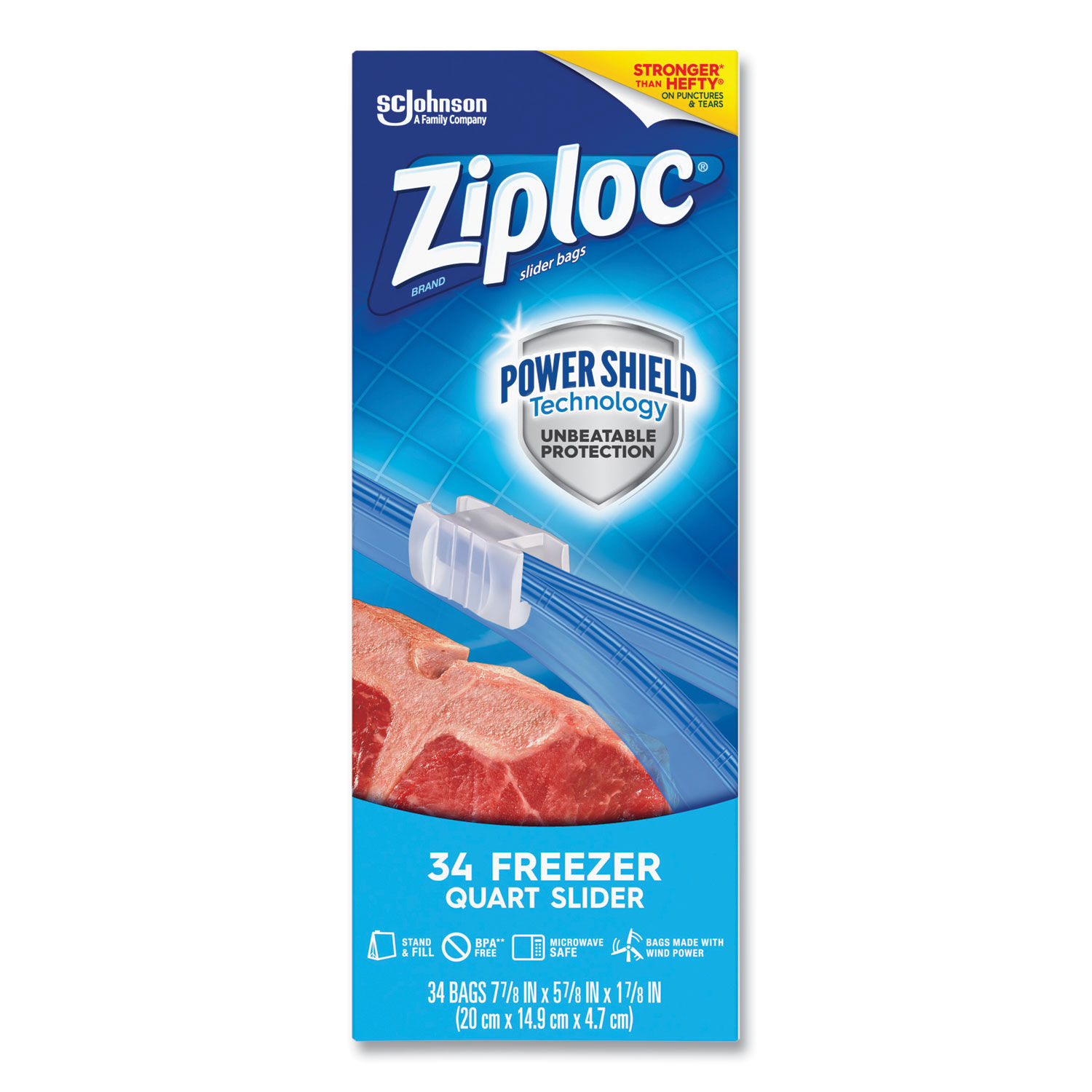 Ziploc Slider Bags, Freezer, Quart 34 Ea