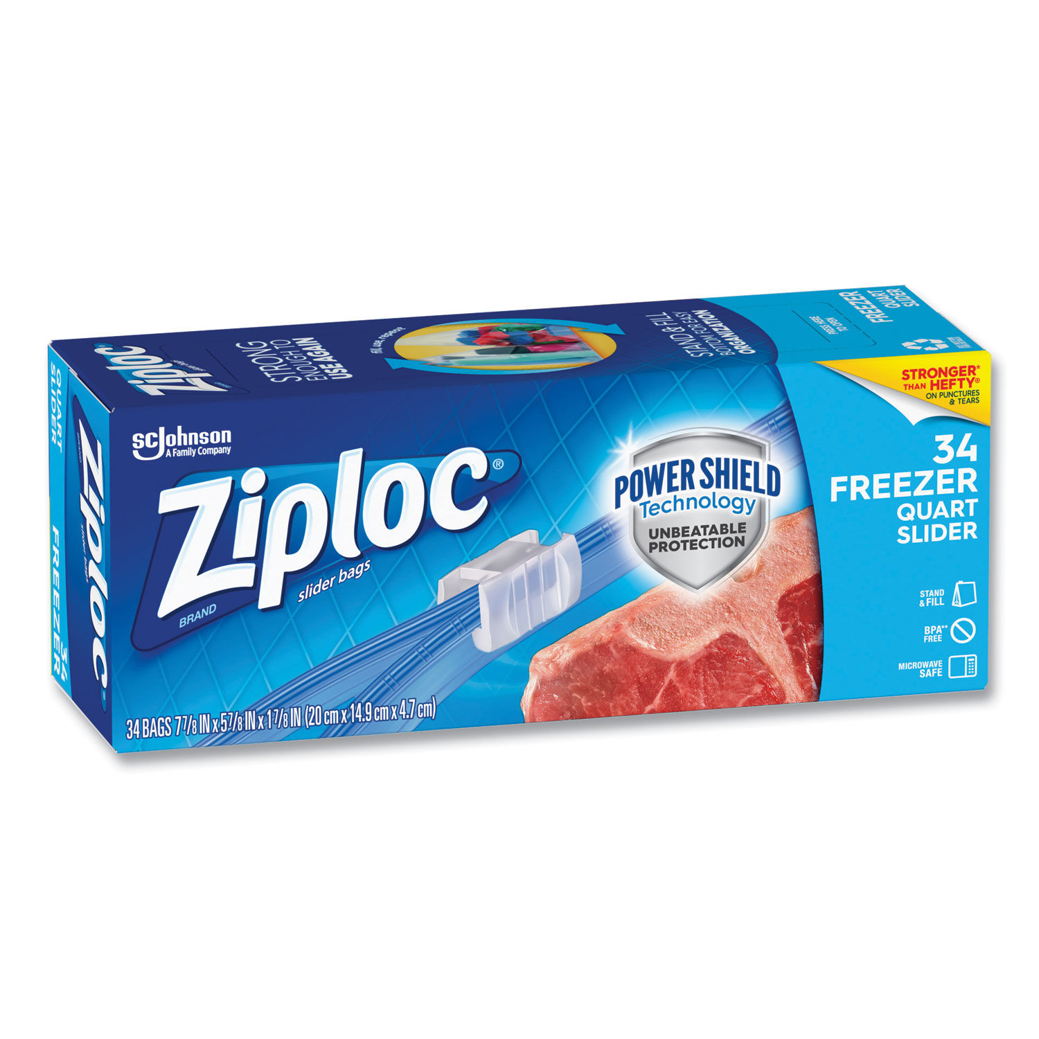 Ziploc Seal Top Bags, Freezer, Quart 19 Ea