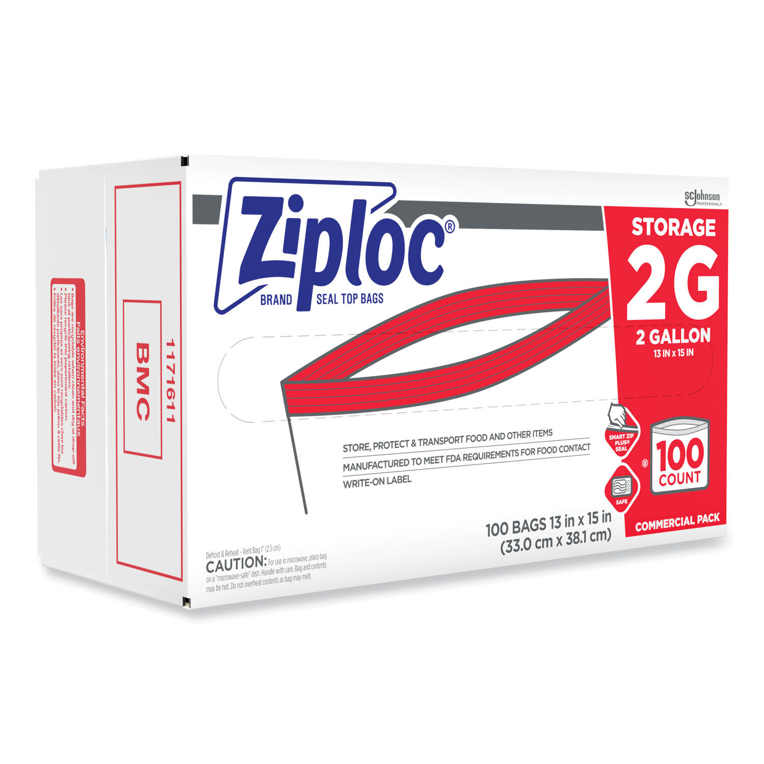 Ziploc® 682253  Double Zipper Storage Bags, 100 Bags