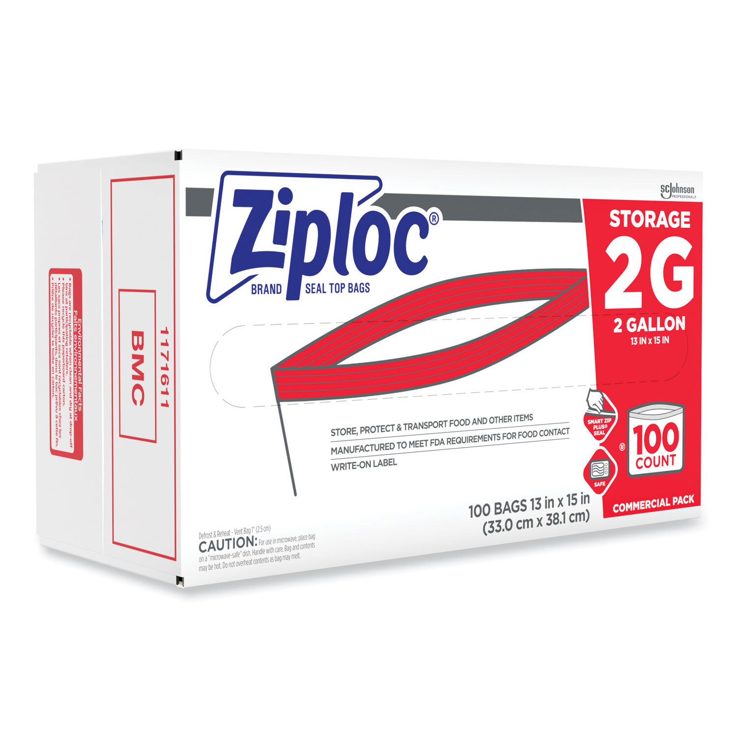 Ziploc Double Zipper Storage Bags, 9 3/5 x 8 1/2, 1 qt, 1.75mil, 9//carton (sjn665015), Size: One Size