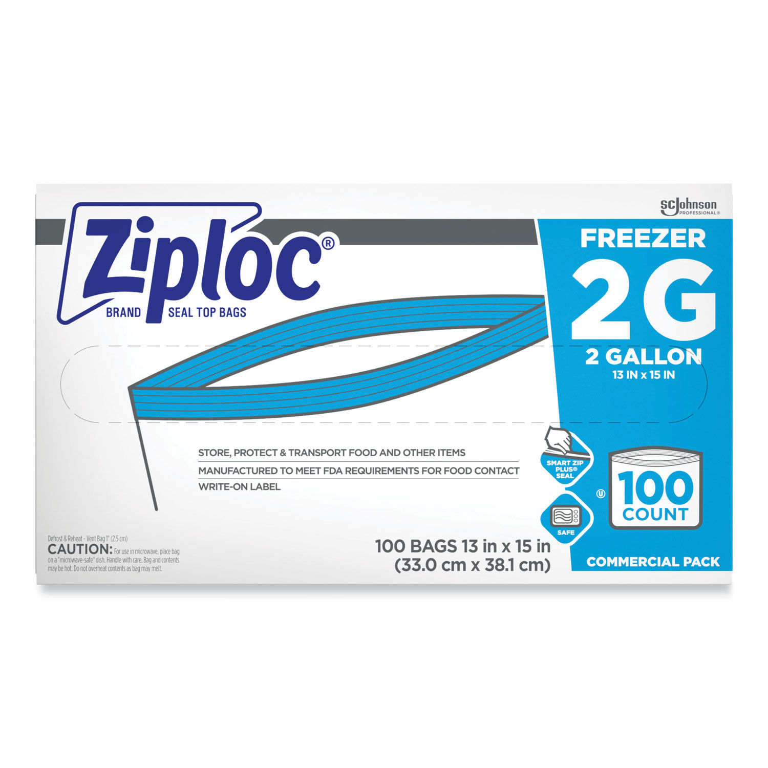 2 Gallon 13x15 2 Mil Heavy Duty Ziplock Bags (100/Pack)