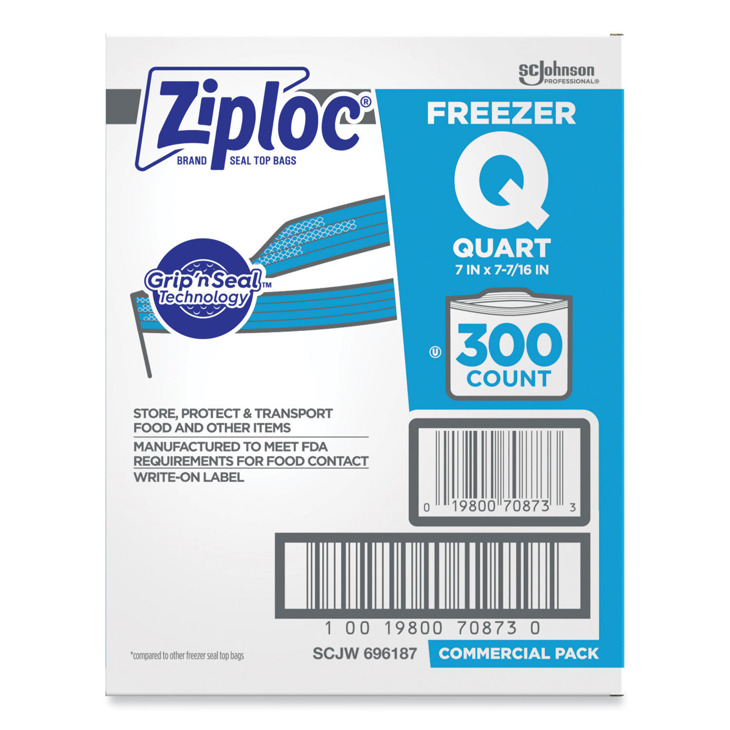 Ziploc Slider Bag Freezer, Quart, 15-Count (Pack of 12)