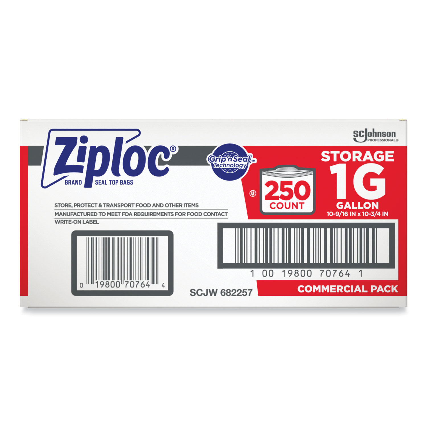 Ziploc storage bags 1 gallon 1.75 mil case of 250 bags SJN682257