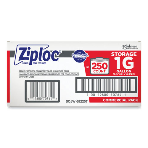 Ziploc 1-Gallon Storage Bag, 250 per Pack - 1 per Case