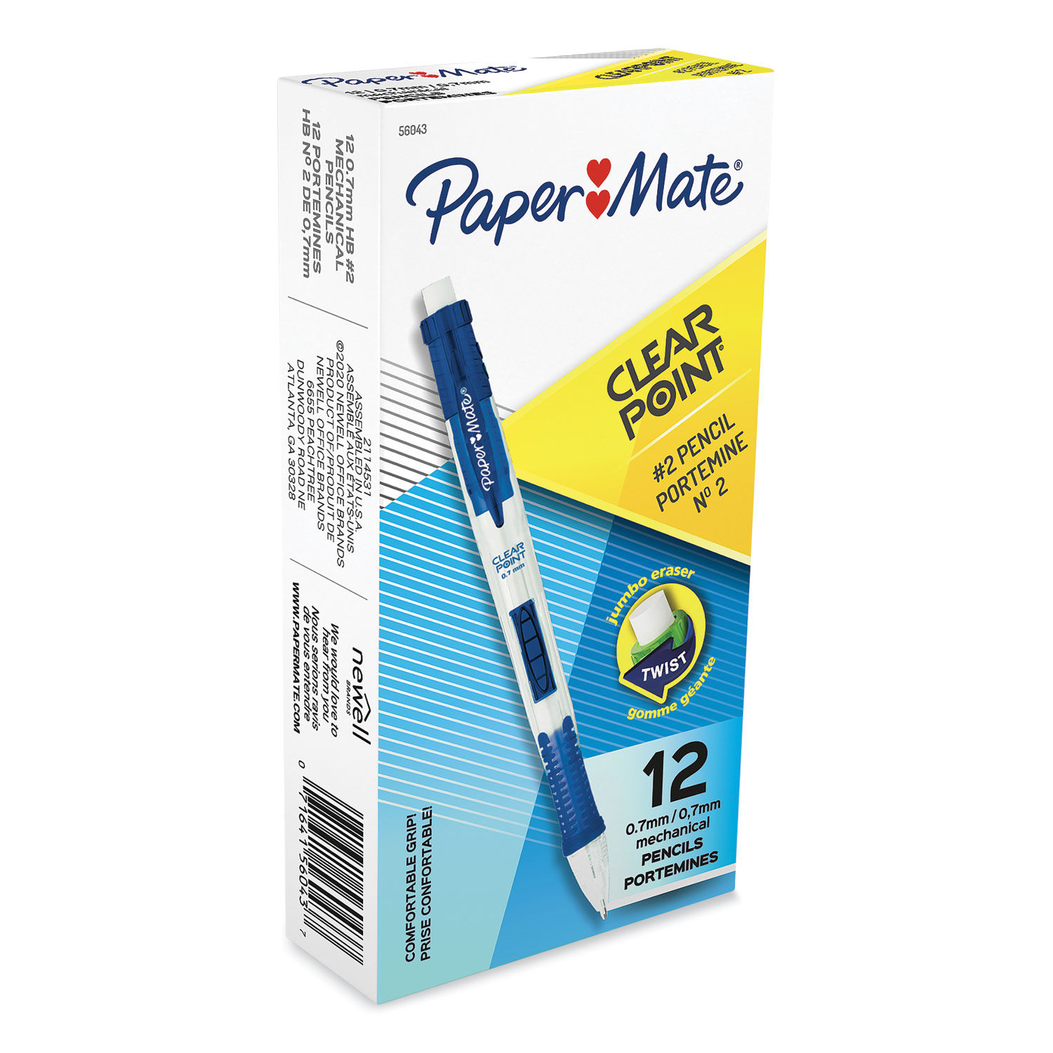  Paper Mate Clearpoint Mechanical Pencils, 0.7 mm Lead Pencil,  Black Barrel, Refillable, 6 Pack : Office Products