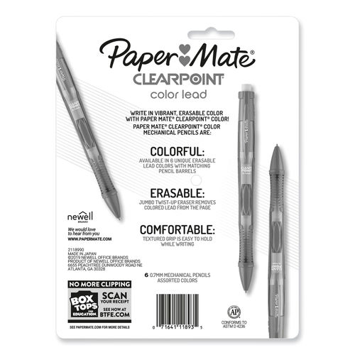 Paper Mate Clearpoint Color Lead Mechanical Pencils 0.7mm Assorted