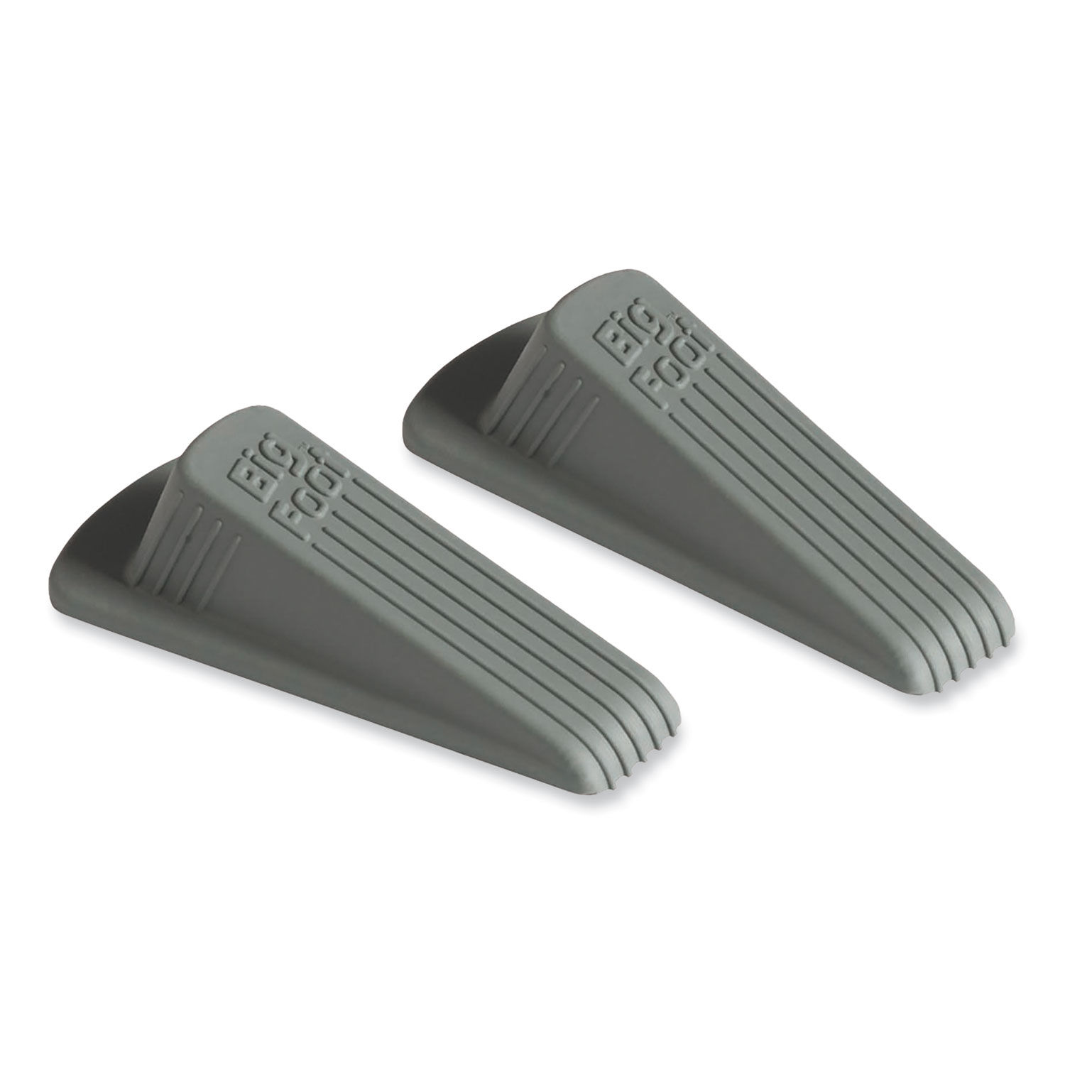 Big Foot Doorstop, No Slip Rubber Wedge, 2.25w x 4.75d x 1.25h, Gray, 2/Pack