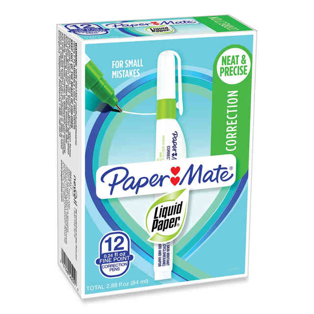 Paper Mate Liquid Paper Correction Pen, 7 ml, 12 Count