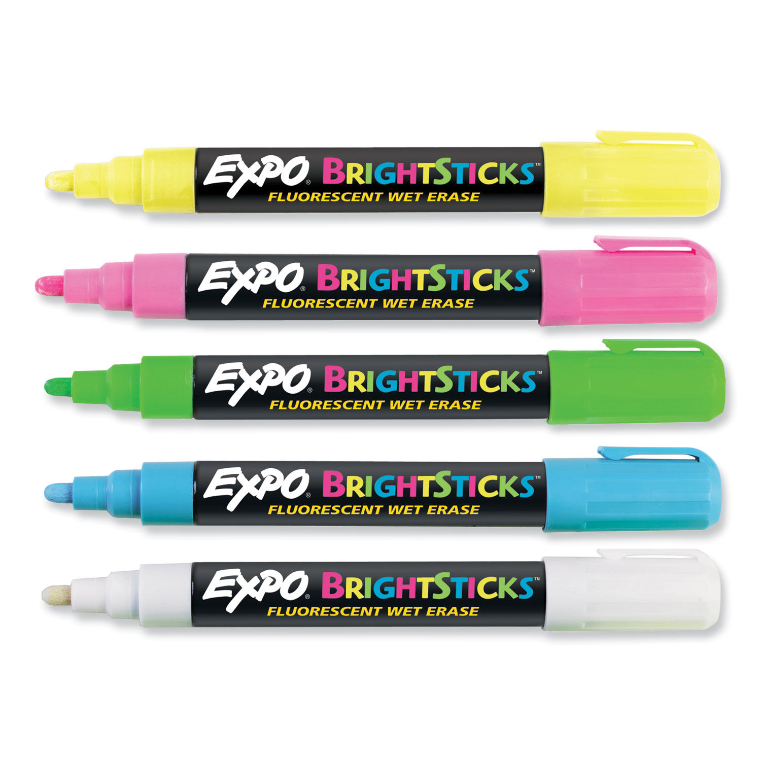 EXPO Bright Sticks Wet Erase Fluorescent Markers Assorted Colors Pack Of 5  - Office Depot