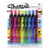 SAN28101 - Retractable Highlighters with Storage Pouch, Assorted Ink Colors, Chisel Tip, Assorted Barrel Colors, 8/Set