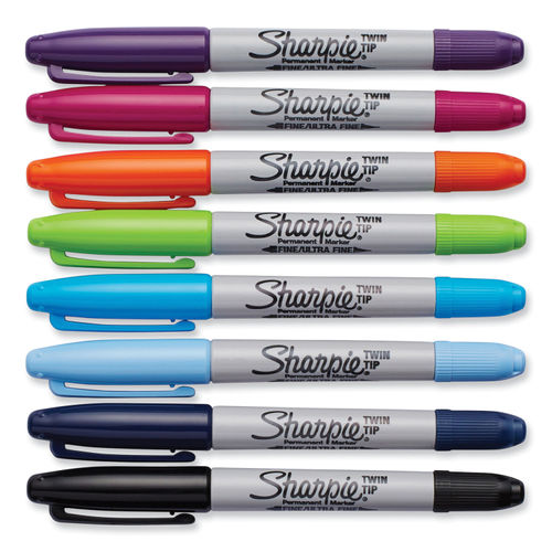Sharpie Twin-Tip Marker - Fine, Ultra Fine Marker Point Type - Blue Ink - 1  Each