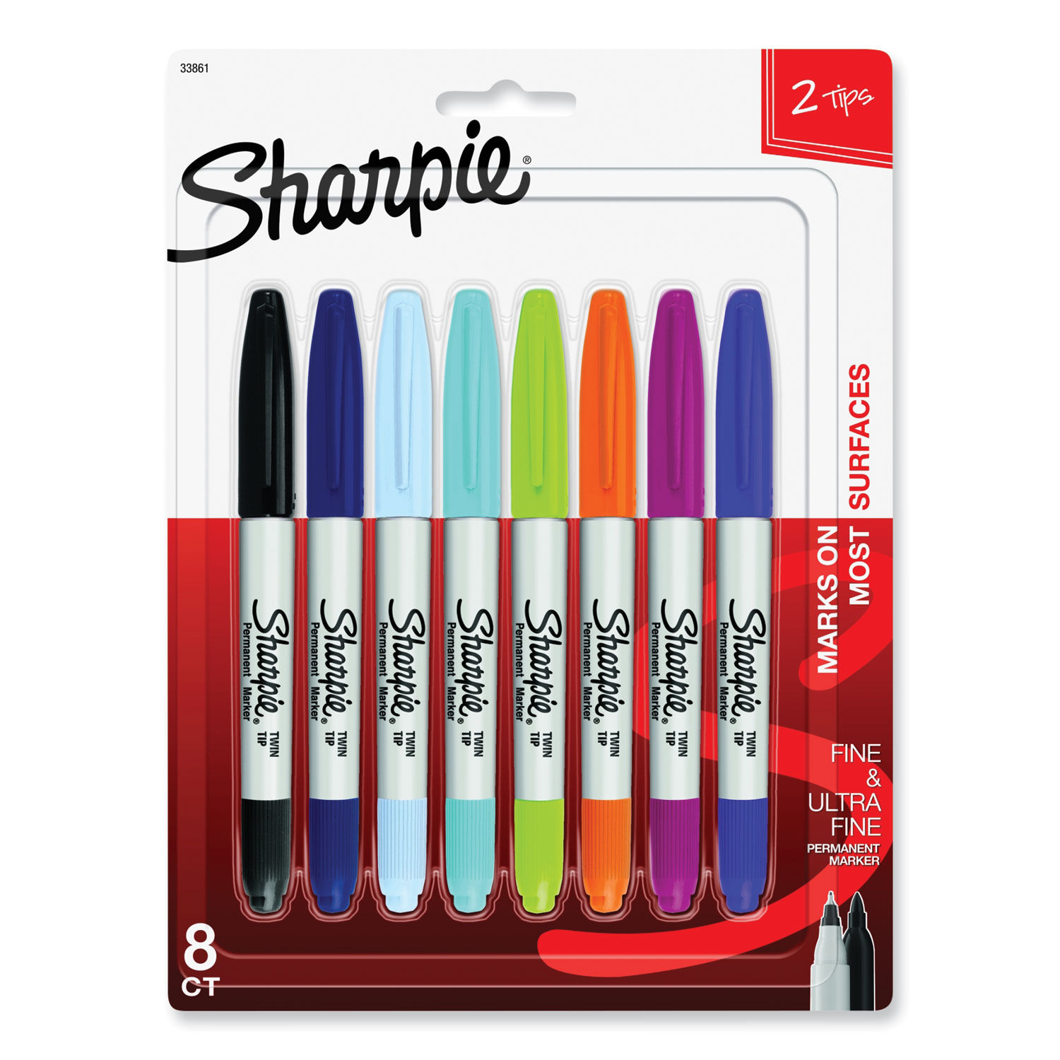 Sharpie Twin Tip Permanent Markers FineUltra Fine Points Black Pack Of 12 -  Office Depot