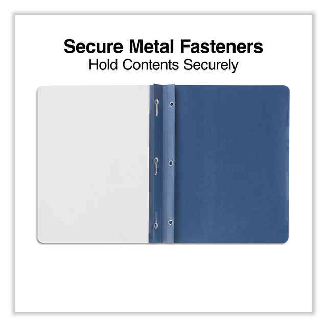 Clear Front Report Covers with Fasteners, Three-Prong Fastener, 0.5  Capacity, 8.5 x 11, Clear/Dark Blue, 25/Box