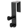 SAF4225BL - Plastic Coat Hook, 2-Hook, 1.75 x 6.5 x 7.75, Black