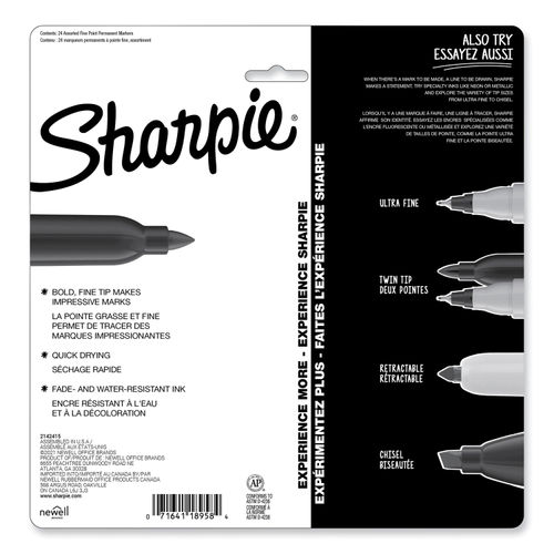 Sharpie Mystic Gems Markers, Ultra-Fine Needle Tip, Assorted, 24/Pack