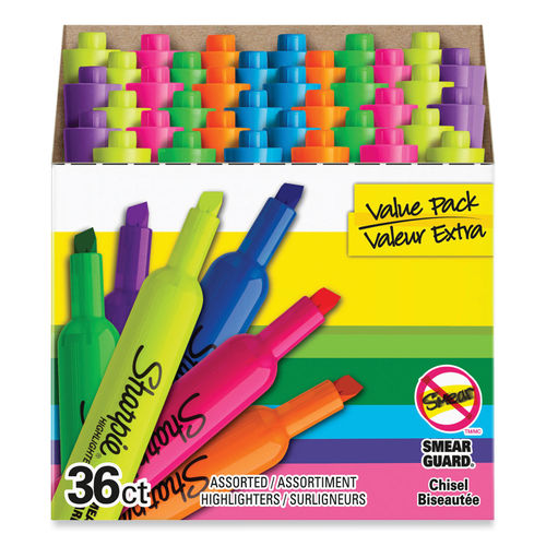 Sharpie Tank Style Highlighters, Chisel Tip, Assorted Colors, 5/Pack