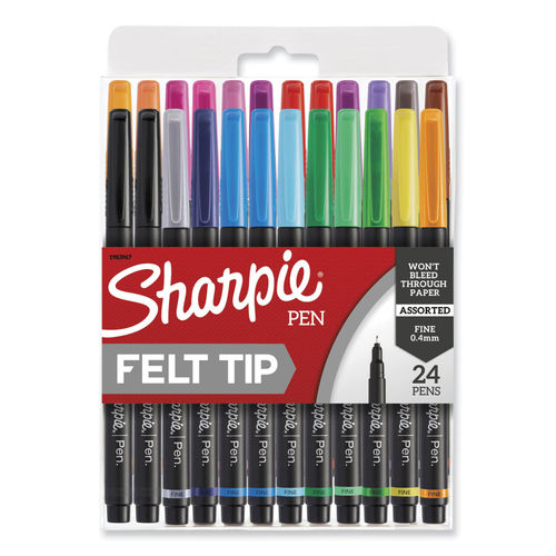 Black Felt Tip Pens Pack of 6 Fast Dry No Smear for Bullet
